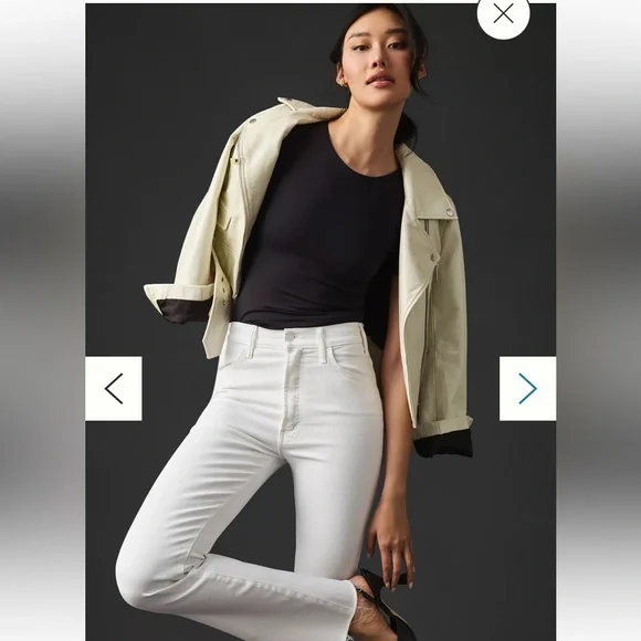 MOTHER The Hustler Ankle Fray White Jeans - Picture 3 of 11